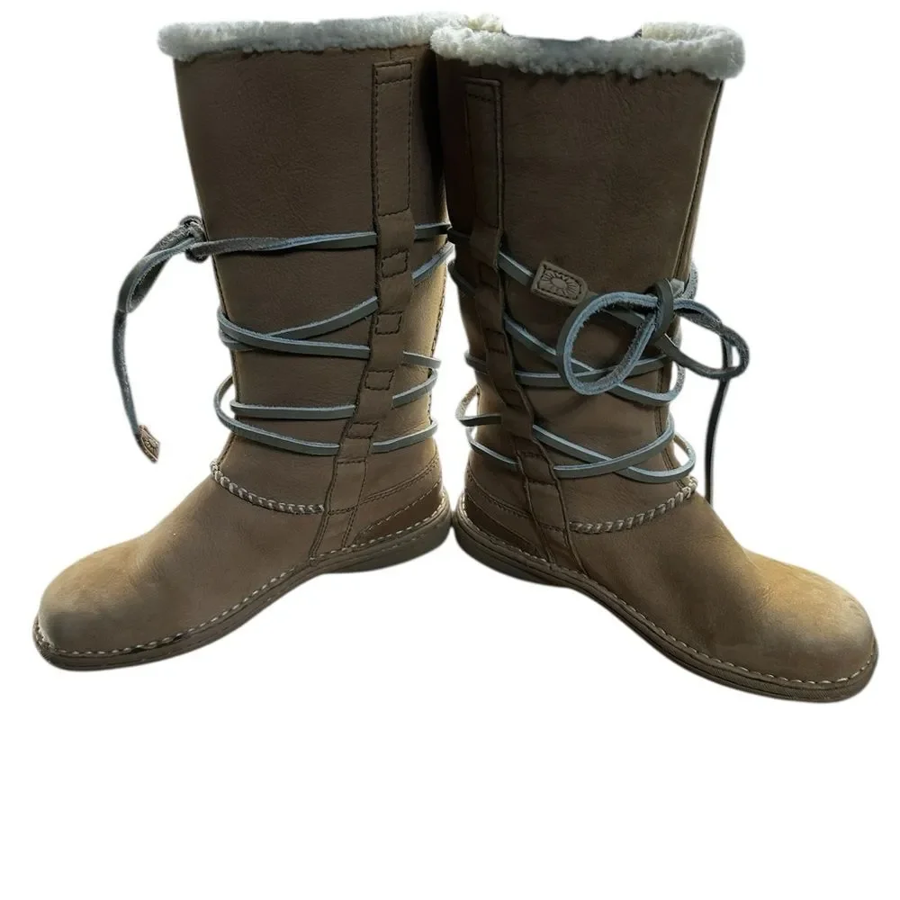 UGG Australia Catalina Tall Boots Honey Bun Womens 5 EU 36 Shearling Leather